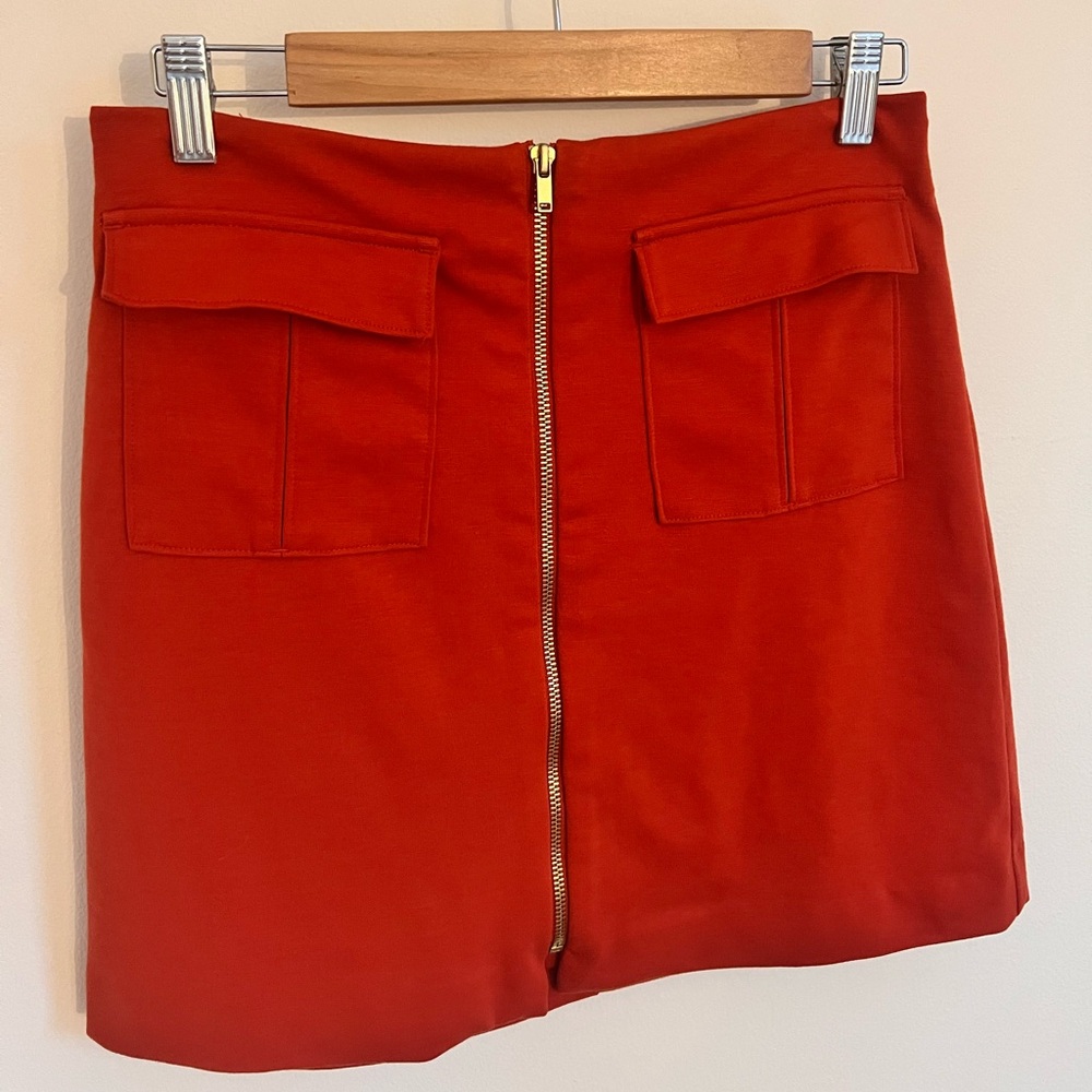 Banana Republic Burnt Orange Mini Skirt Front Zipper Front Pockets